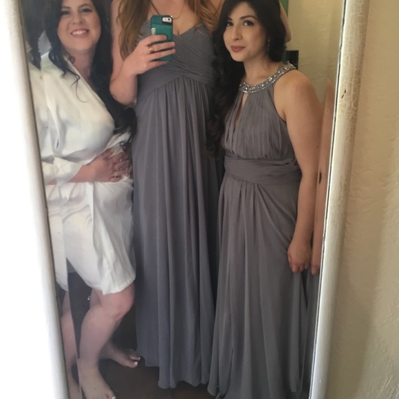 Gray floor length formal dress - Picture 2 of 2